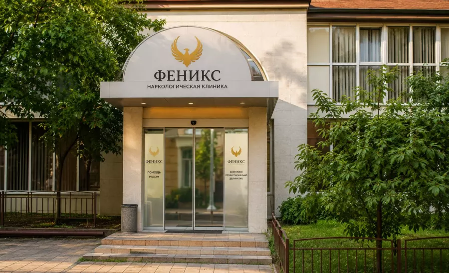 Вход в наркологическую клинику «Феникс» в Гае